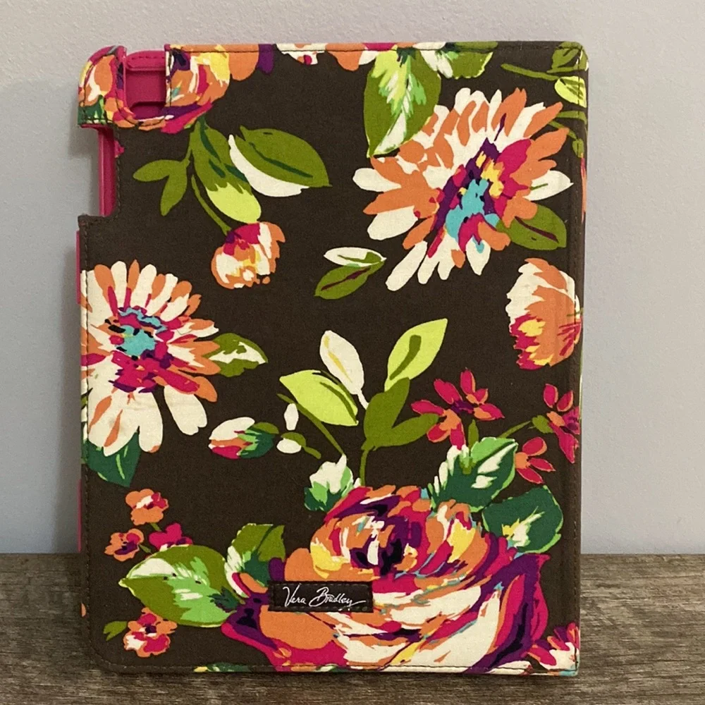 Vera Bradley IPAD case brown floral pink interior